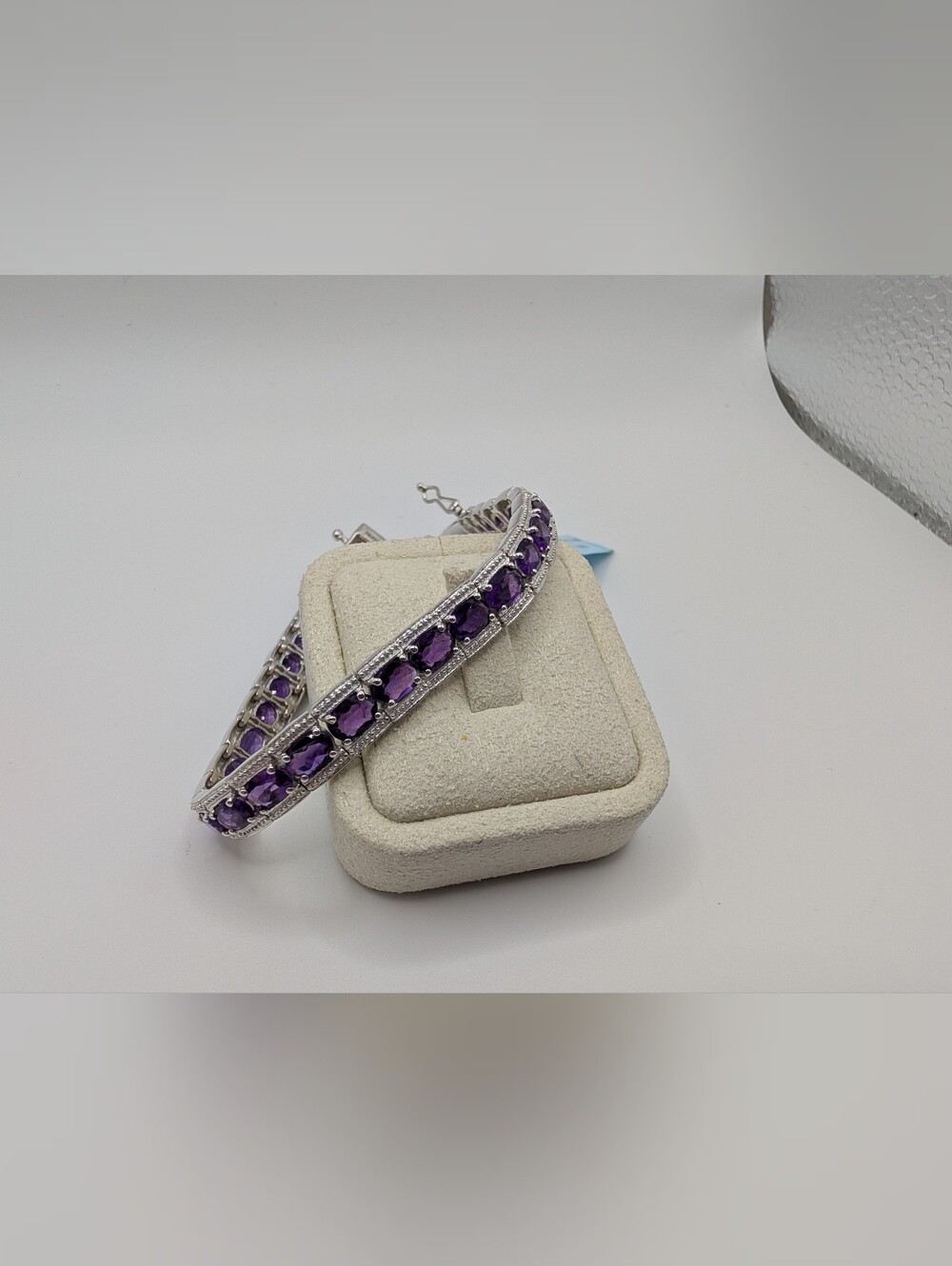 NWT 12.18 CTW Genuine Amethyst Tennis Bracelet .925 Sterling Silver 7